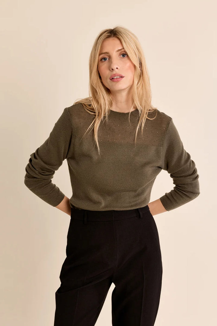 LS Semi Sheer Sweater - Khaki
