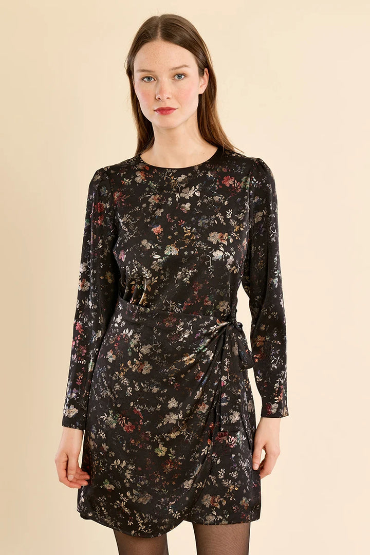 Satin Wrap Floral Dress