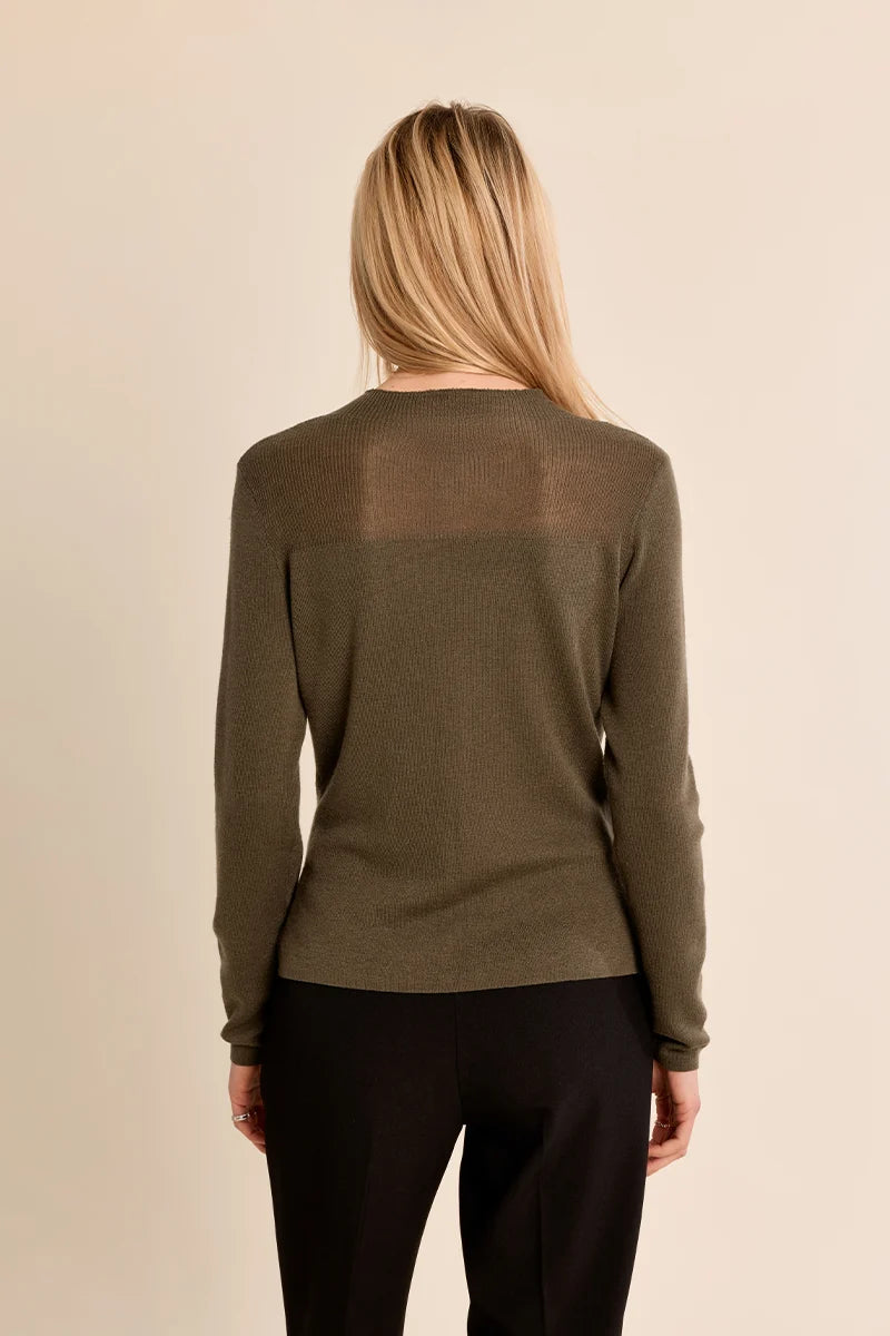 LS Semi Sheer Sweater - Khaki