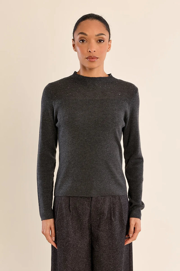 LS Semi Sheer Sweater - Dark Grey
