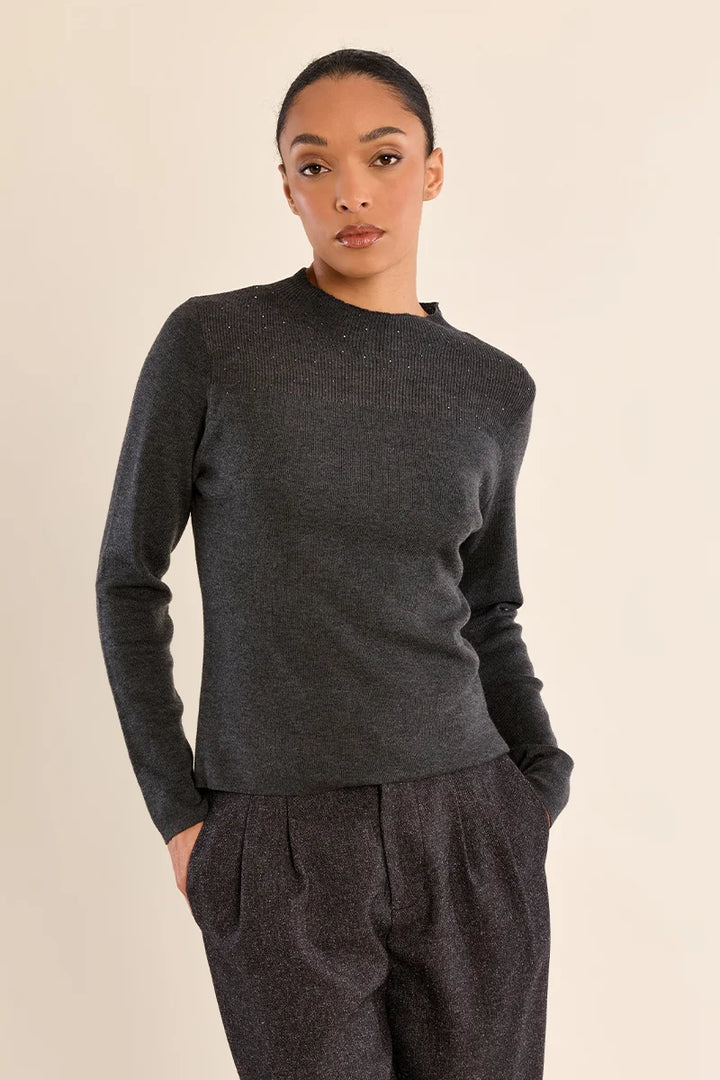 LS Semi Sheer Sweater - Dark Grey