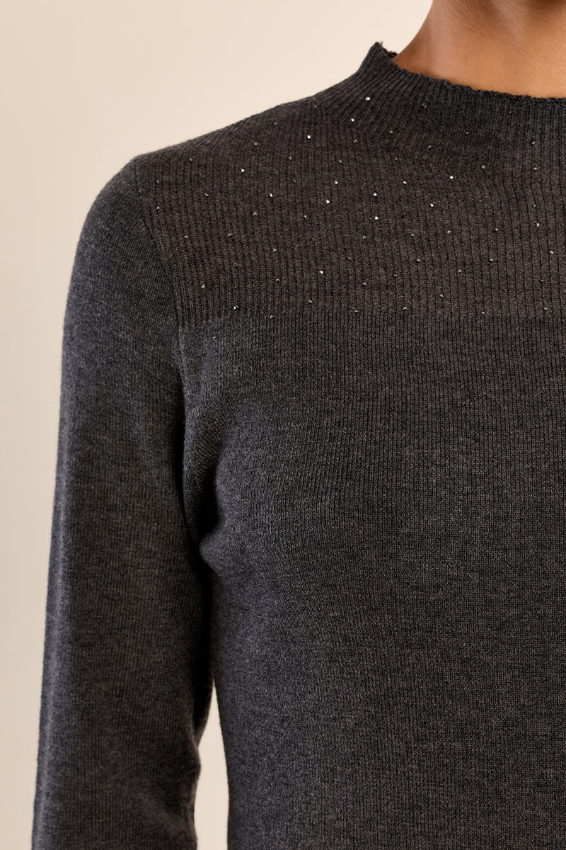 LS Semi Sheer Sweater - Dark Grey