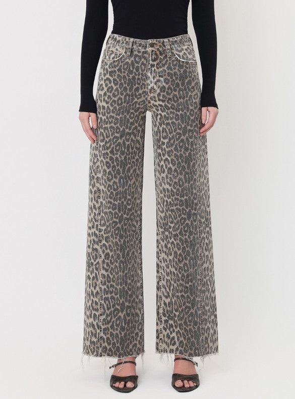 HR Leopard Wide Seam Detail Jean