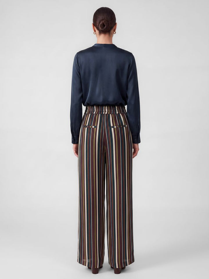 Striped Elastic Waist Wide Leg Pants