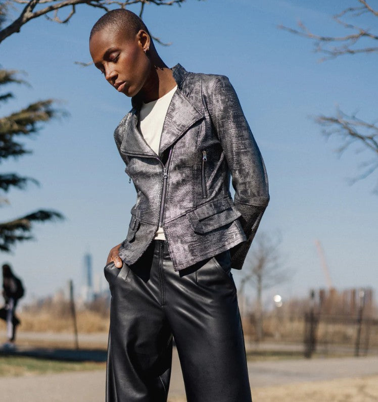 Liquid Leather™ Biker Jacket - Gunmetal