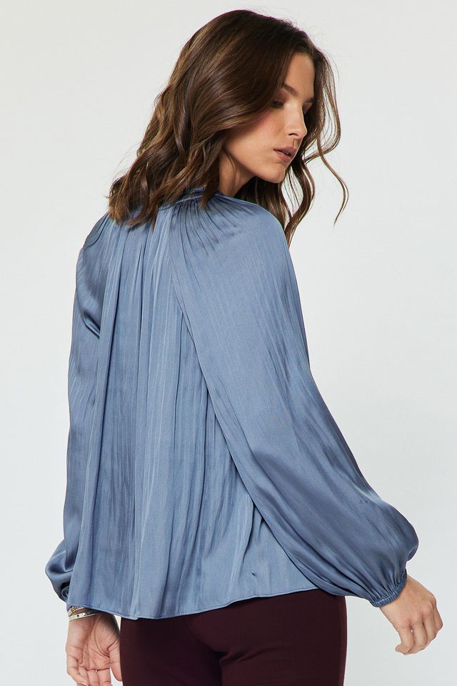 Pleated Long Sleeve Blouse