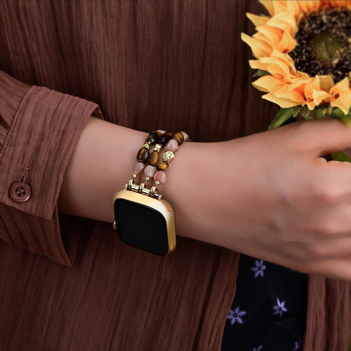 Golden Rosewood Stone Stretch Apple Watch Strap