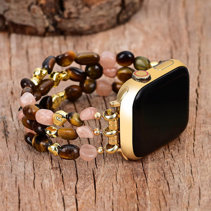 Golden Rosewood Stone Stretch Apple Watch Strap