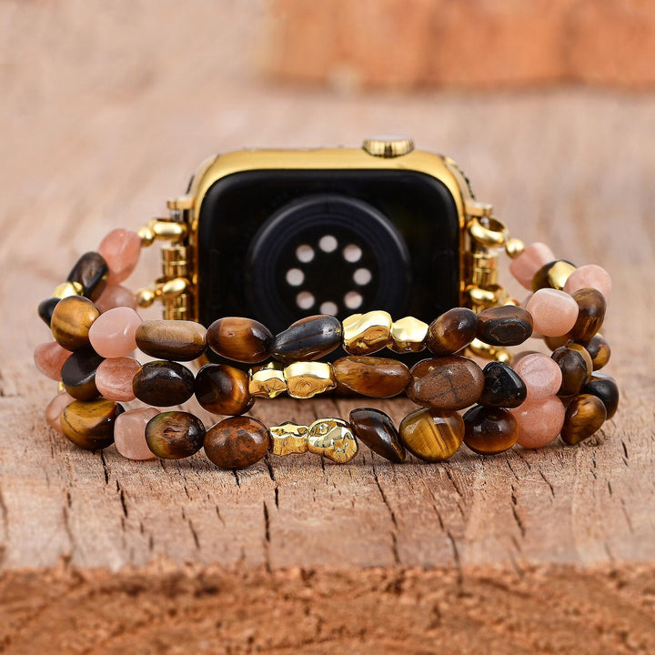 Golden Rosewood Stone Stretch Apple Watch Strap