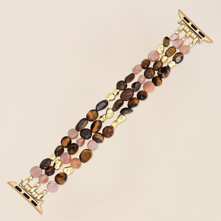 Golden Rosewood Stone Stretch Apple Watch Strap