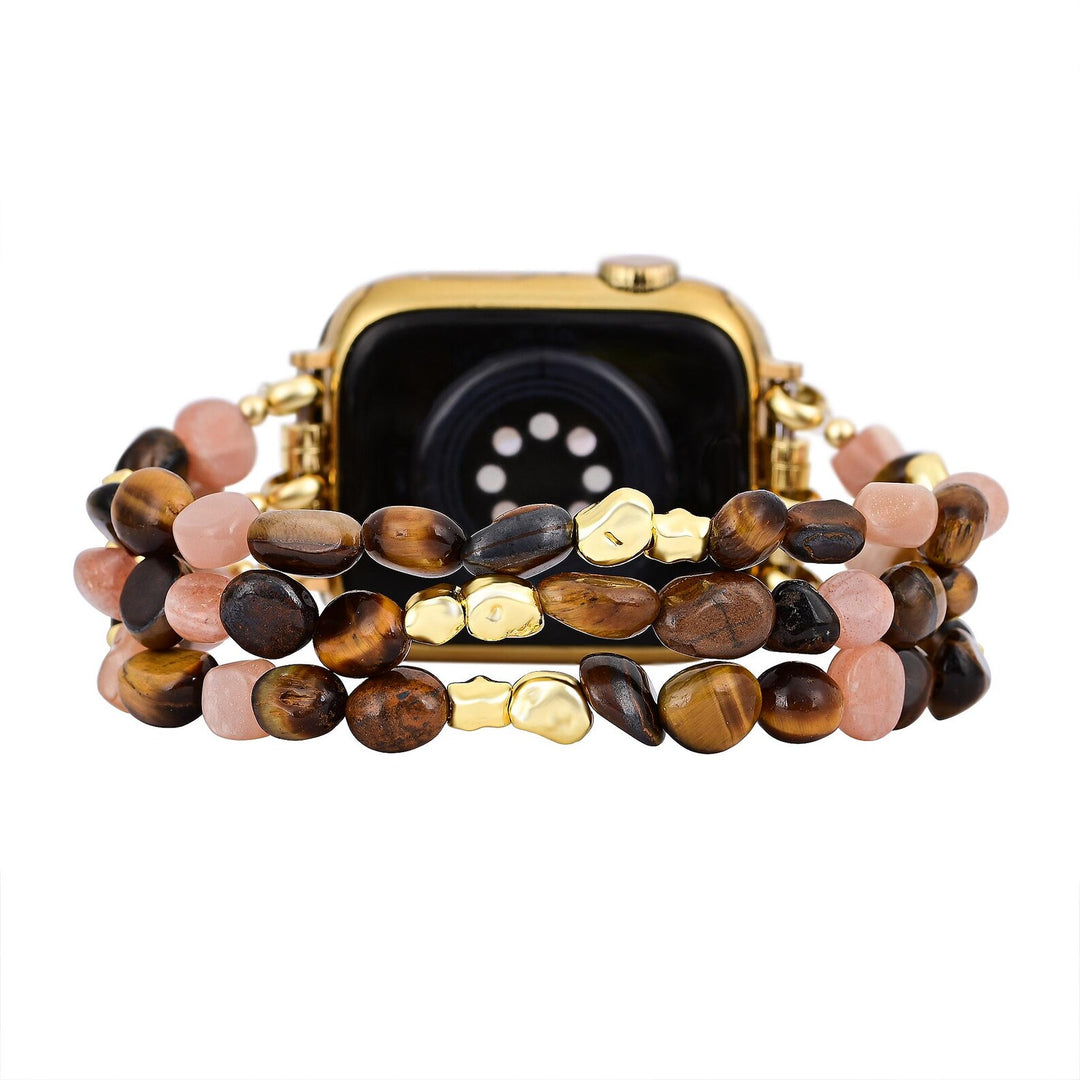Golden Rosewood Stone Stretch Apple Watch Strap