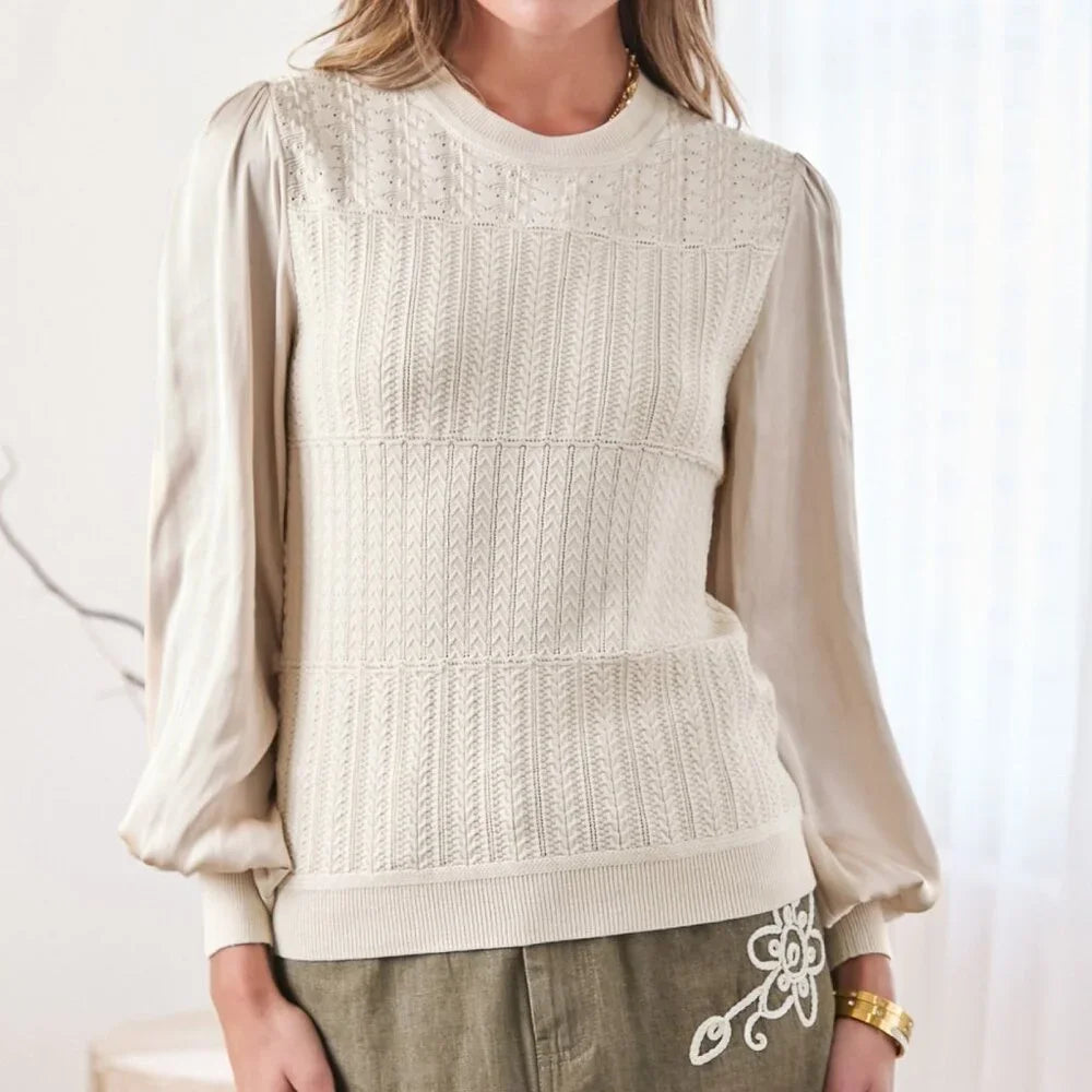Champagne Woven Combo Sweater