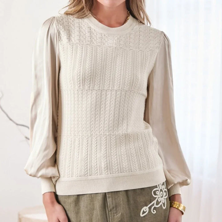 Champagne Woven Combo Sweater