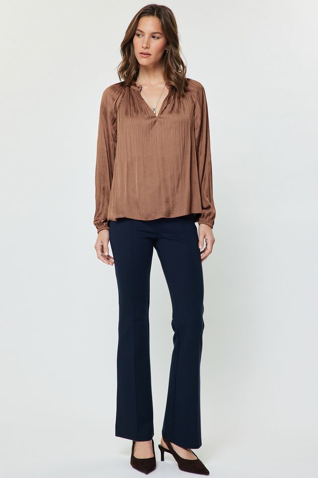 Pleated Long Sleeve Blouse