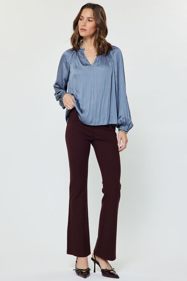 Pleated Long Sleeve Blouse