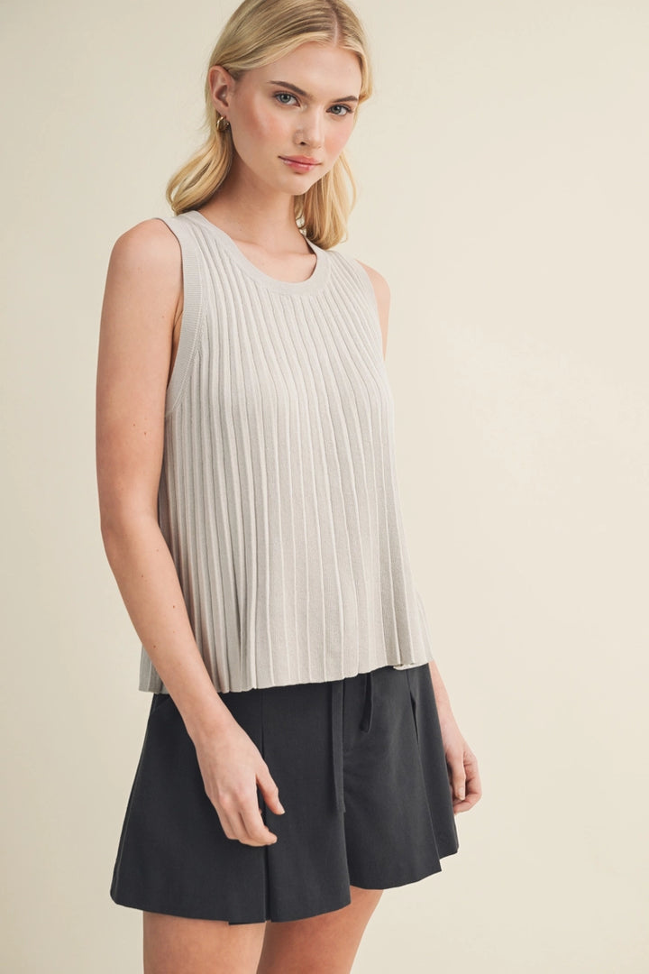Micro-Pleated Knit Tank