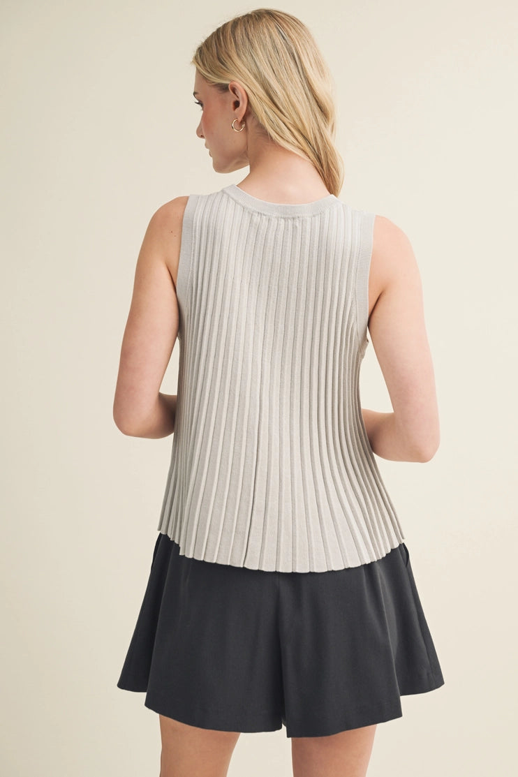 Micro-Pleated Knit Tank