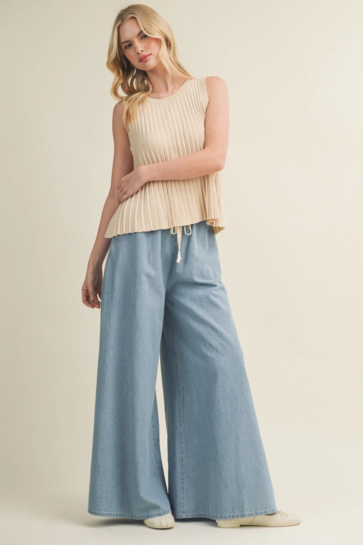 Micro-Pleated Knit Tank