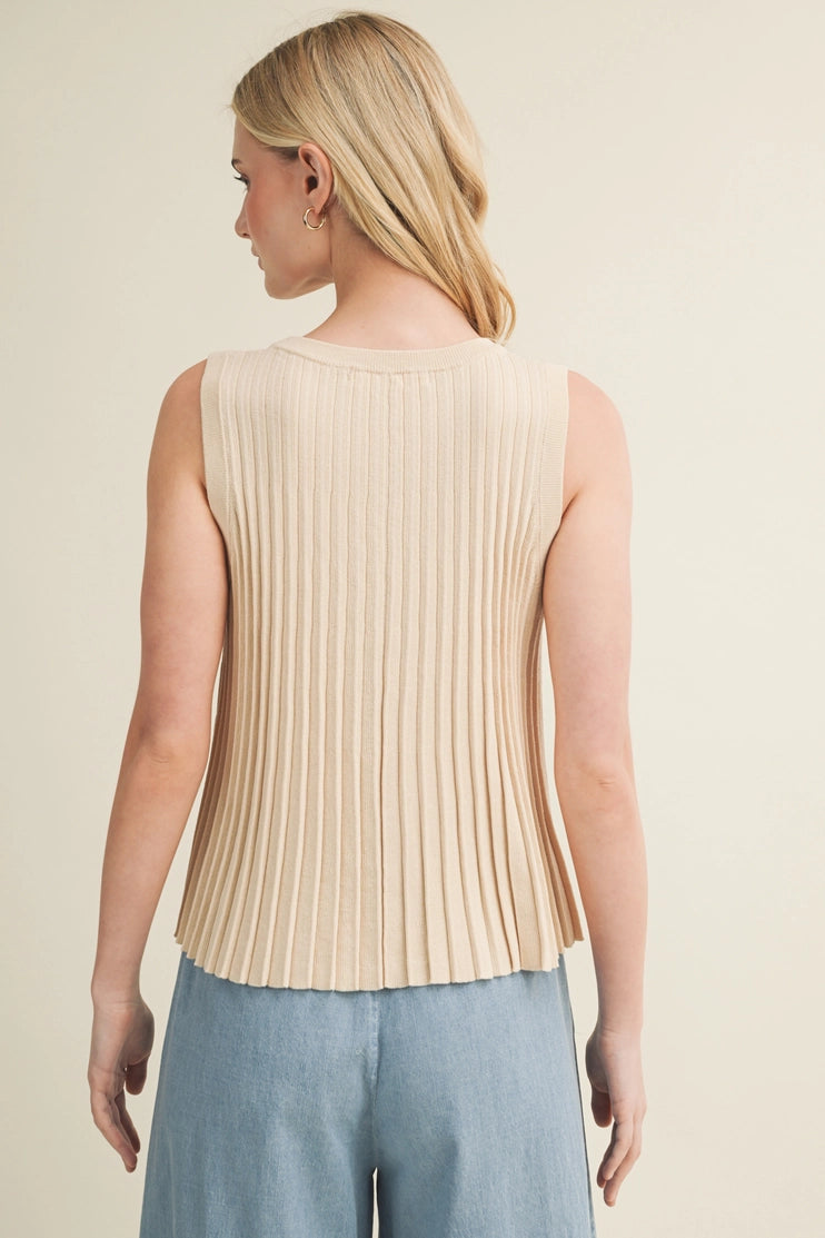 Micro-Pleated Knit Tank