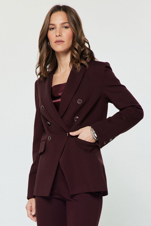 Notch Collar Double Breasted Jacket