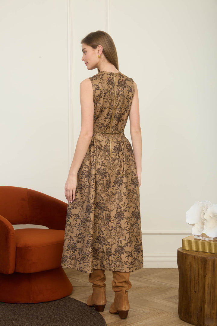 Floral Belted Midi Dress
