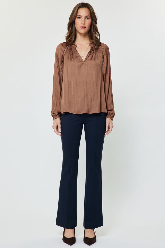 Pleated Long Sleeve Blouse
