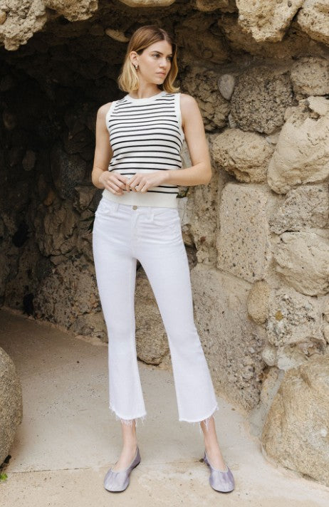 HR Crop Flare Hem Detail Jeans