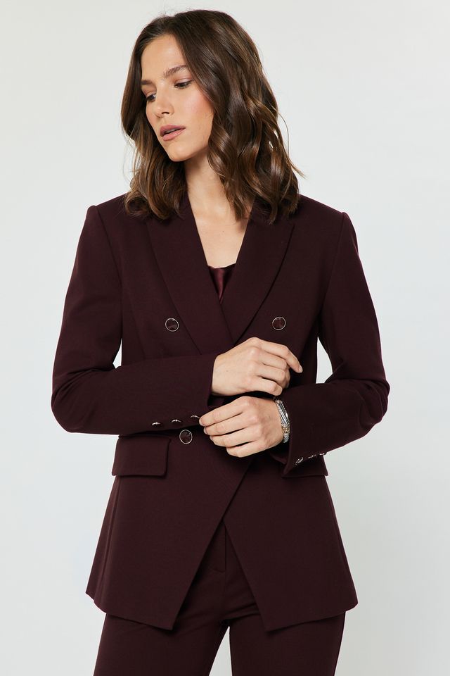 Notch Collar Double Breasted Jacket